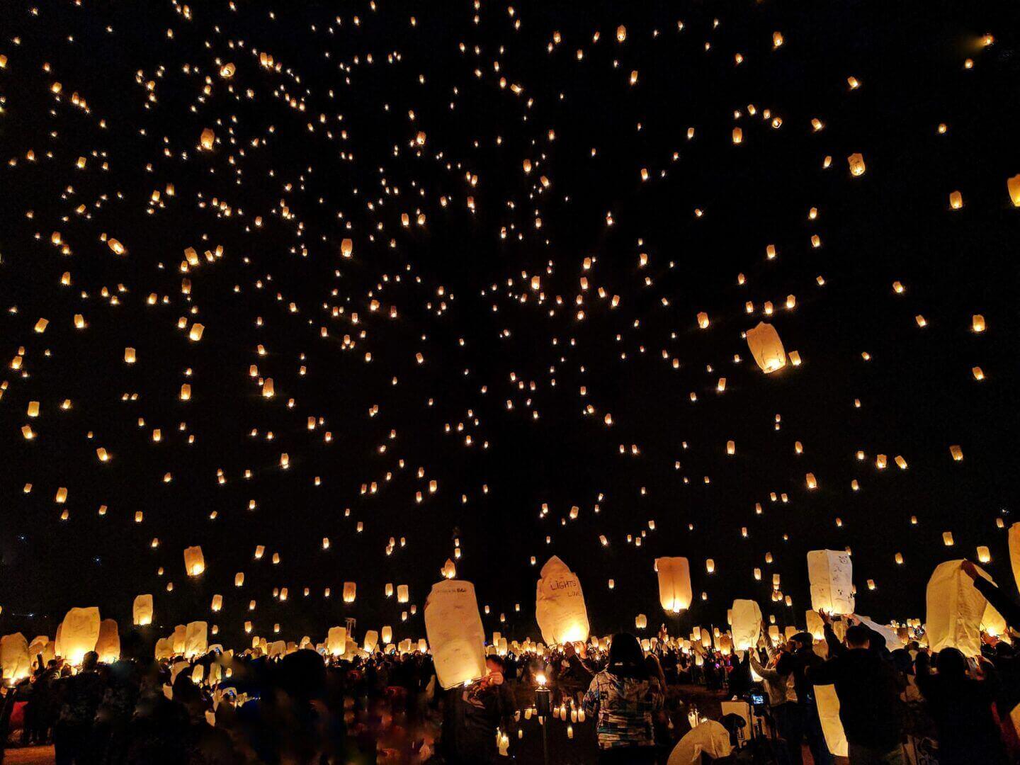 Lantern release at Loy Krathong & Yi Peng Festival