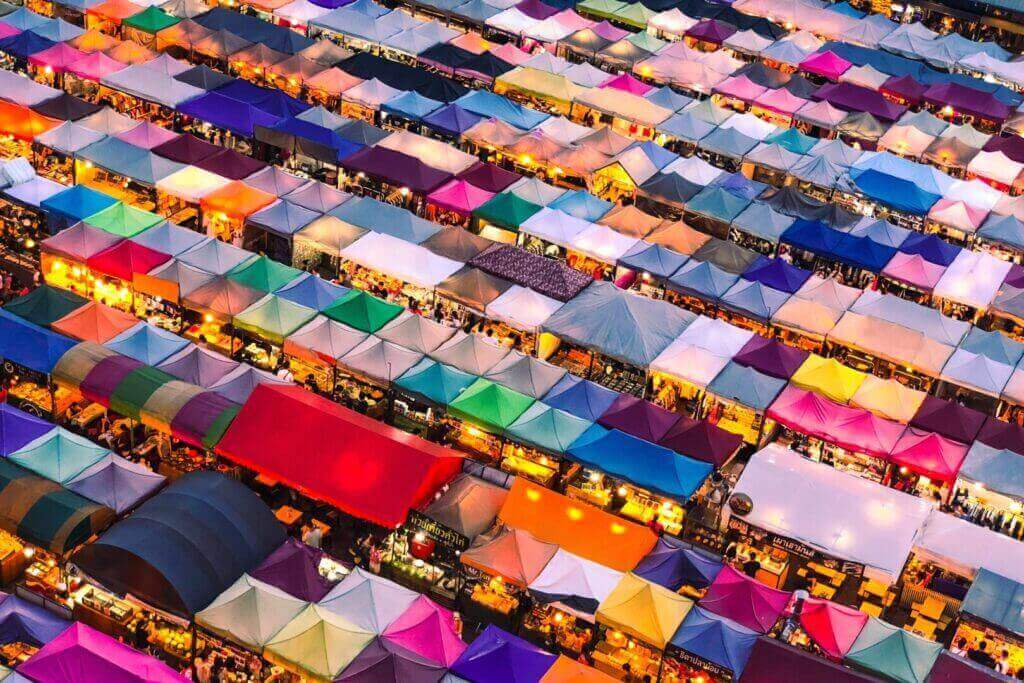 Chatuchak weekend market aerial view - a fun thing to do in Bangkok